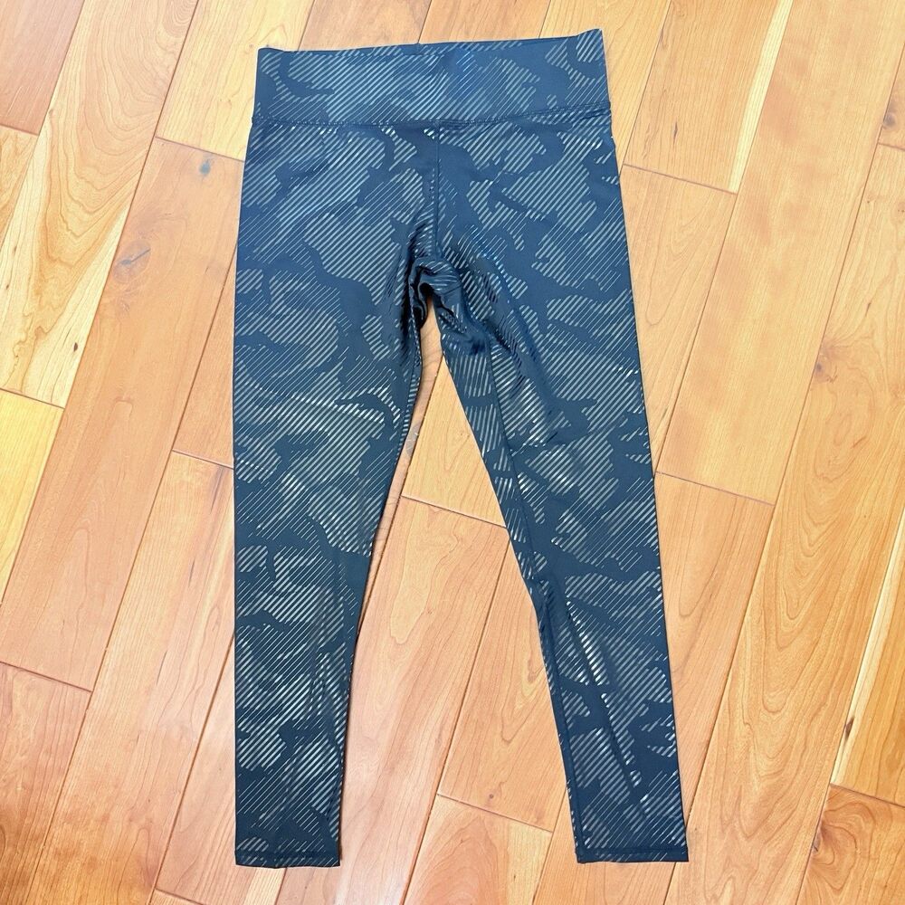 Terez High Waisted Black Leggings, size L Nylon